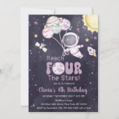 宇宙飛行士ガール宇宙第4バースデーパーティー 招待状 (正面)