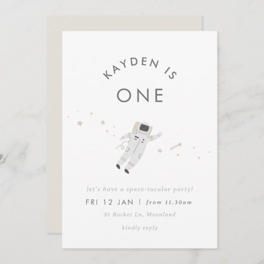 宇宙飛行士キッズ宇宙誕生日パーティー招待状 招待状 (正面/裏面)