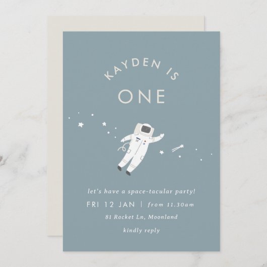 宇宙飛行士キッズ宇宙誕生日パーティー招待状 招待状 (正面/裏面)