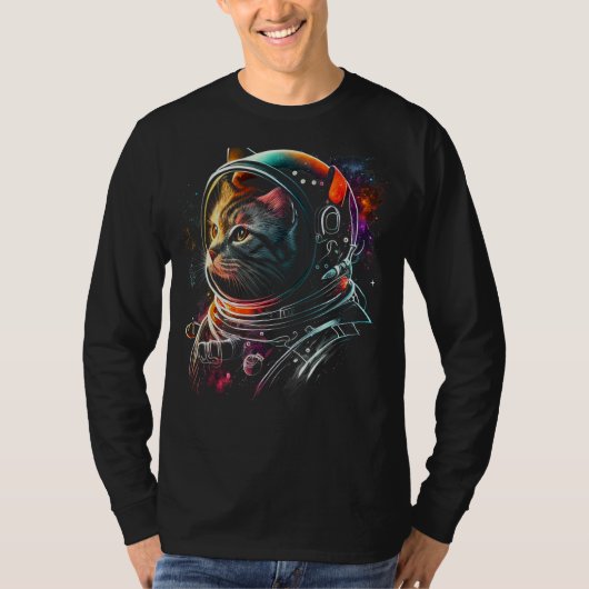 宇宙飛行士キャットまたはおもしろい宇宙キャット銀河系キャット値リスト Tシャツ (正面)