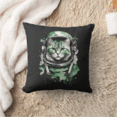 宇宙飛行士キャットスプラッシュ(緑) クッション (ブランケット)