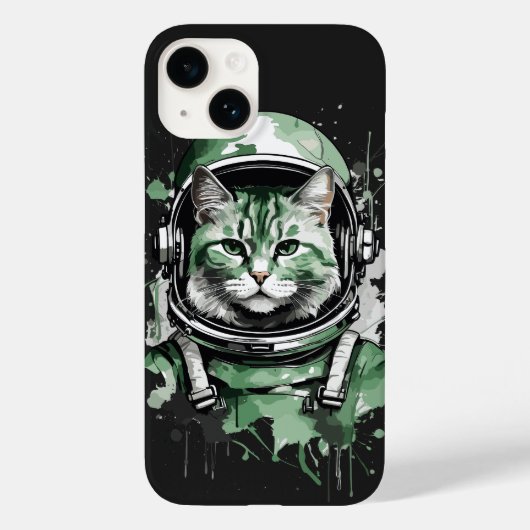宇宙飛行士キャットスプラッシュ(緑) Case-Mate iPhoneケース (裏面)