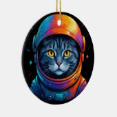 宇宙飛行士キャット宇宙おもしろい猫好き セラミックオーナメント (右)