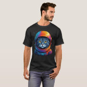 宇宙飛行士キャット宇宙おもしろい猫好き Tシャツ (正面フル)