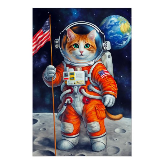 宇宙飛行士キャットUSA月に関する国旗 ポスター (正面)