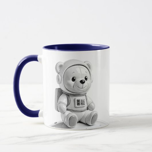 宇宙飛行士クマのイラスト かわいいグレー マグカップ (左)