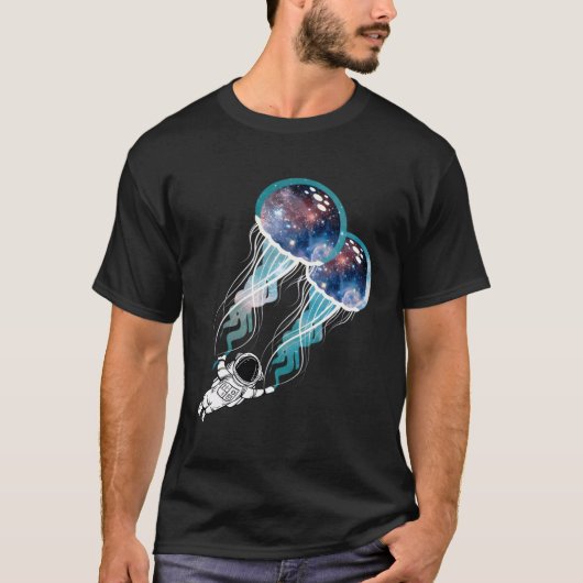 宇宙飛行士クラゲ銀河系ダイバーサーフェ Tシャツ (正面)