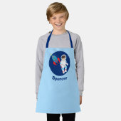 宇宙飛行士クールロケット船のカスタム子供 エプロン (着用した状態)