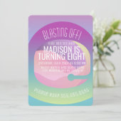 宇宙飛行士グラデーション宇宙惑星誕生日Any Age 招待状 (スタンド正面)