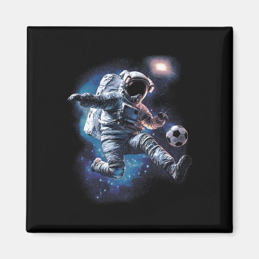宇宙飛行士サッカーボールスポーツ愛好家宇宙科学 マグネット (正面)