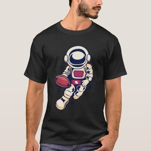 宇宙飛行士サッカー宇宙スポーツおもしろいクール秋 Tシャツ (正面)