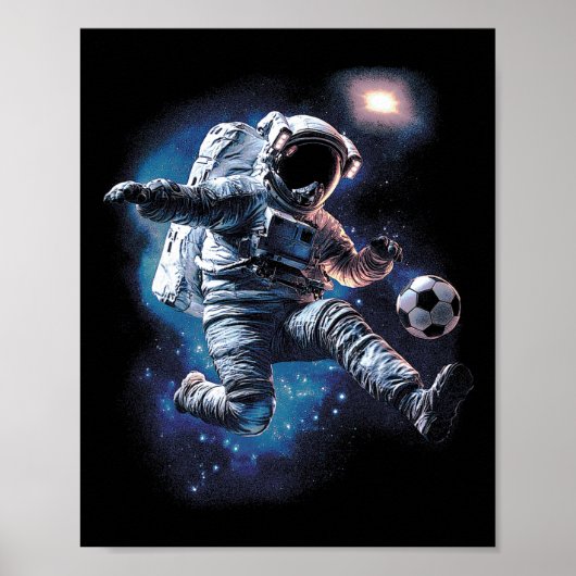 宇宙飛行士サッカーLlスポーツ好き宇宙科学 ポスター (正面)