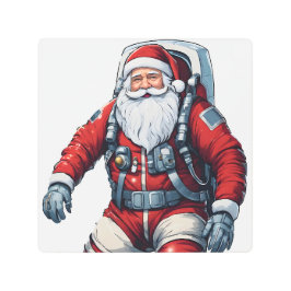 宇宙飛行士サンタクロース未来的Sci-Fi宇宙 メタルプリント
