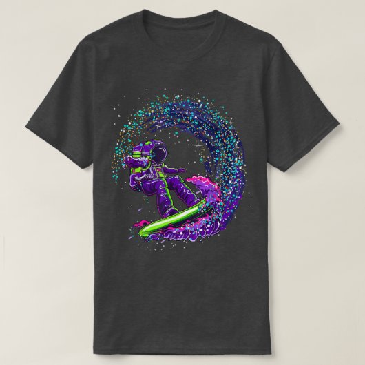 宇宙飛行士サーファーカッコいいTシャツ Tシャツ (デザイン正面)
