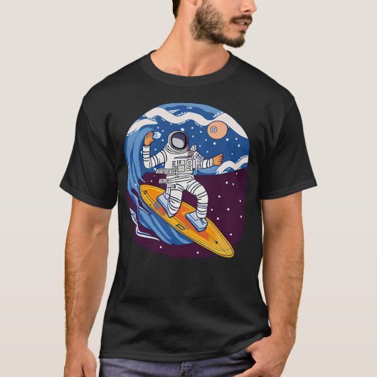 宇宙飛行士サーフィンイン宇宙 Tシャツ (正面)