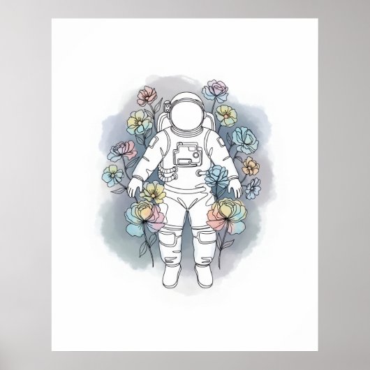 宇宙飛行士シンプルのワンラインアート連続 ポスター (正面)