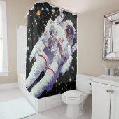 宇宙飛行士ジェットパックスペースウォークアース軌道写真 シャワーカーテン (インサイチュ)