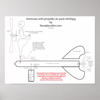 宇宙飛行士ジェットパック旋回デザイン ポスター