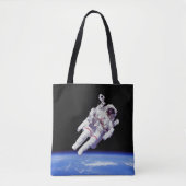 宇宙飛行士ジェットパック船外活動地球軌道写真 トートバッグ (正面)
