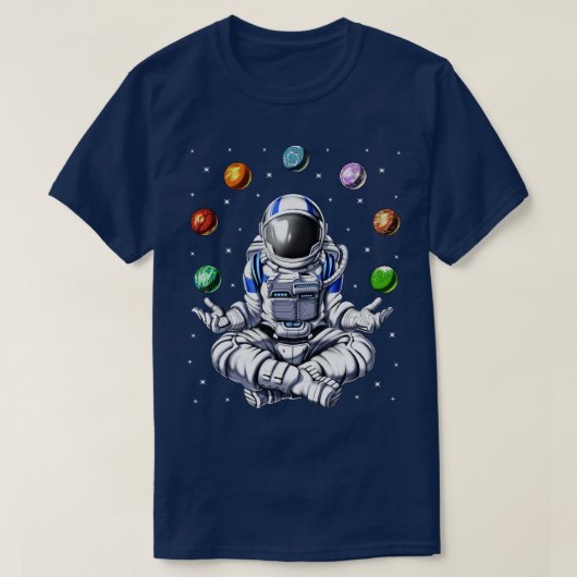 宇宙飛行士ジャグリング宇宙惑星 Tシャツ (デザイン正面)