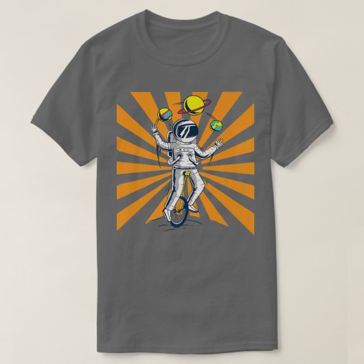 宇宙飛行士ジャグリング惑星一輪車 Tシャツ (デザイン正面)