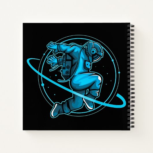 宇宙飛行士ジャンプ踊りのまわりに土星アートワーク | ノートブック (裏面)