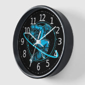 宇宙飛行士ジャンプ踊りのまわりに土星アートワーク | 壁時計 (傾斜)