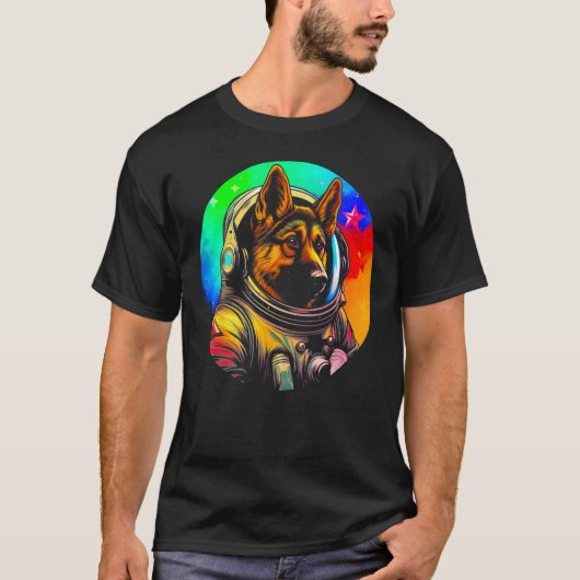 宇宙飛行士ジャーマンシェパード Tシャツ (正面)