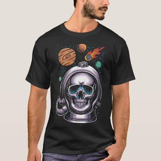 宇宙飛行士スカルヘルメット宇宙 Tシャツ (正面)