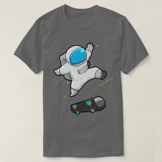 宇宙飛行士スケートボードスケートボード Tシャツ (デザイン正面)