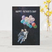 宇宙飛行士スター&宇宙バルーン父の日 カード (黄色い花)