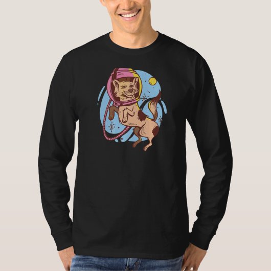 宇宙飛行士スペースドッグ宇宙イヌ Tシャツ (正面)