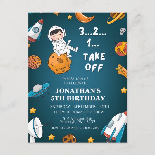 宇宙飛行士スペース惑星ダークテーマ誕生日 ポストカード (正面)