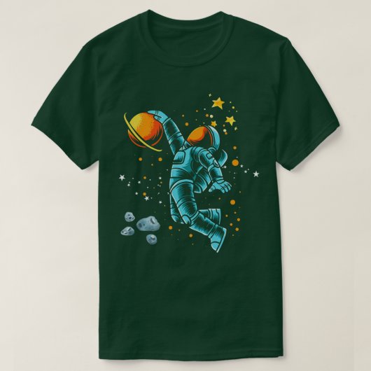 宇宙飛行士スラムダンクバスケットボール宇宙空間アストロノ Tシャツ (デザイン正面)