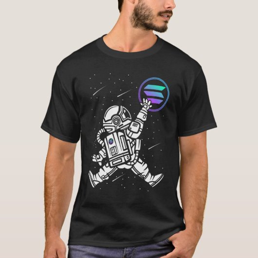 宇宙飛行士ソラナコイン暗号トークン暗号通貨 Tシャツ (正面)