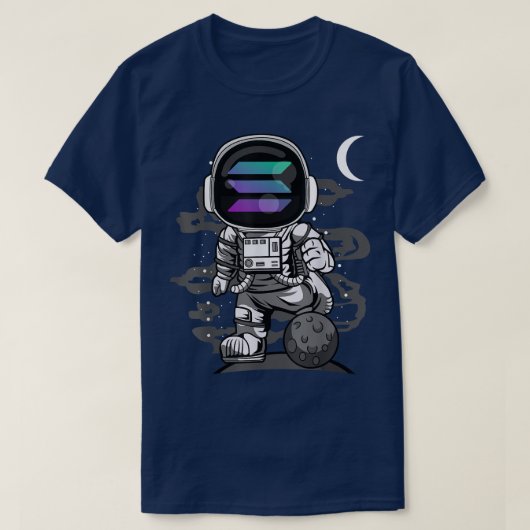 宇宙飛行士ソラナコインSOL Crypto月の暗号 Tシャツ (デザイン正面)
