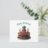 宇宙飛行士チョコレートお誕生日ケーキ ポストカード (スタンド正面)