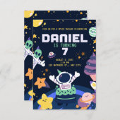 宇宙飛行士テーマ誕生日 招待状 (正面/裏面)
