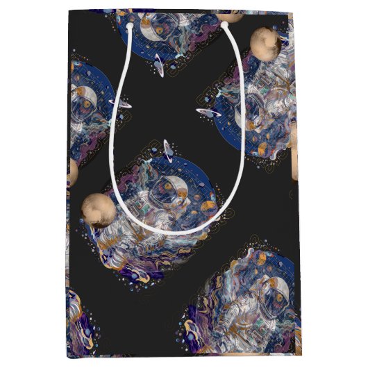 宇宙飛行士デザイン ミディアムペーパーバッグ (正面)