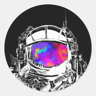 宇宙飛行士トリップ(幻覚体験)のようなのヘルメット ラウンドシール