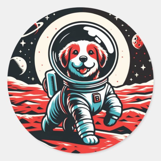 宇宙飛行士ドッグ – コズミックカニーン宇宙アドベンチャー ラウンドシール (正面)