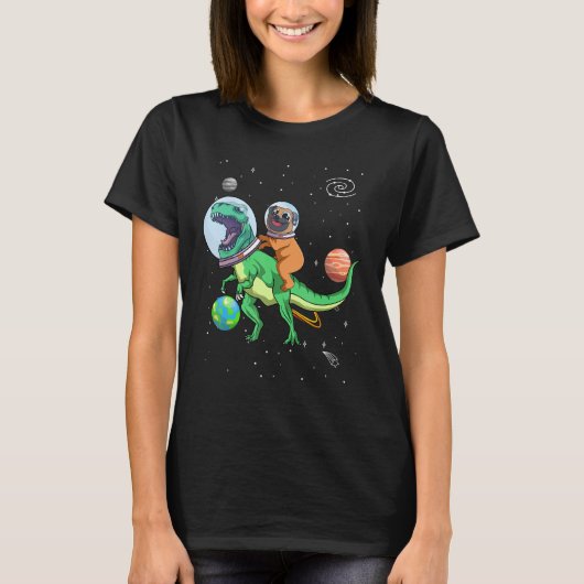 宇宙飛行士ドッグPuのTレックス恐竜 Tシャツ (正面)