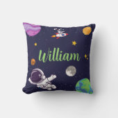 宇宙飛行士ネイビーパーソナライズされたブルー クッション (正面)