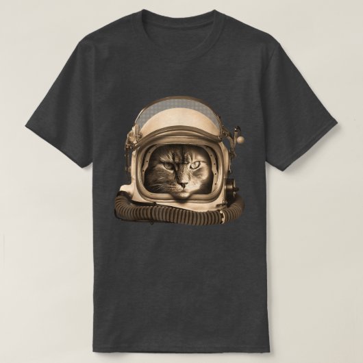 宇宙飛行士ネコ天文学スペースマン子猫宇宙 Tシャツ (デザイン正面)