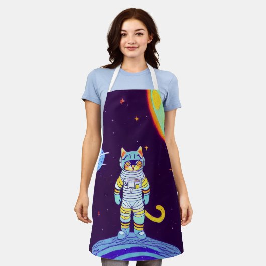 宇宙飛行士ネコ宇宙キッチンエプロン エプロン (着用した状態)