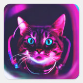 宇宙飛行士ネコ スクエアシール (正面)