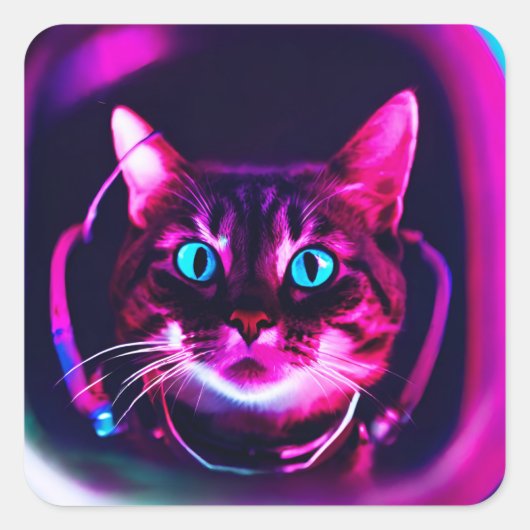 宇宙飛行士ネコ スクエアシール (正面)