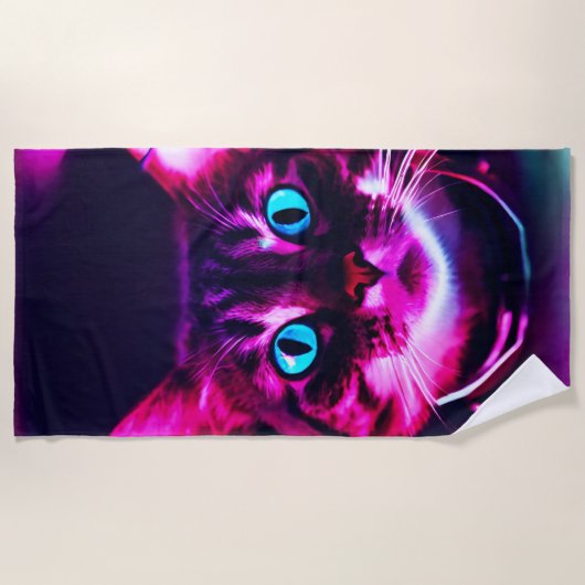 宇宙飛行士ネコ ビーチタオル (正面)