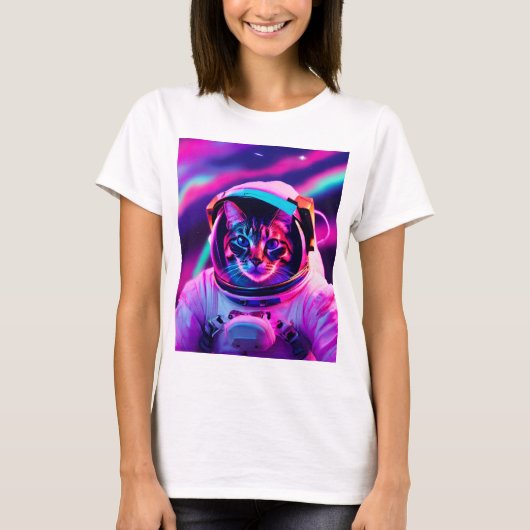宇宙飛行士ネコ Tシャツ (正面)