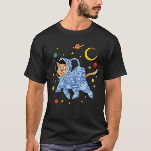 宇宙飛行士ネコ Tシャツ (正面)